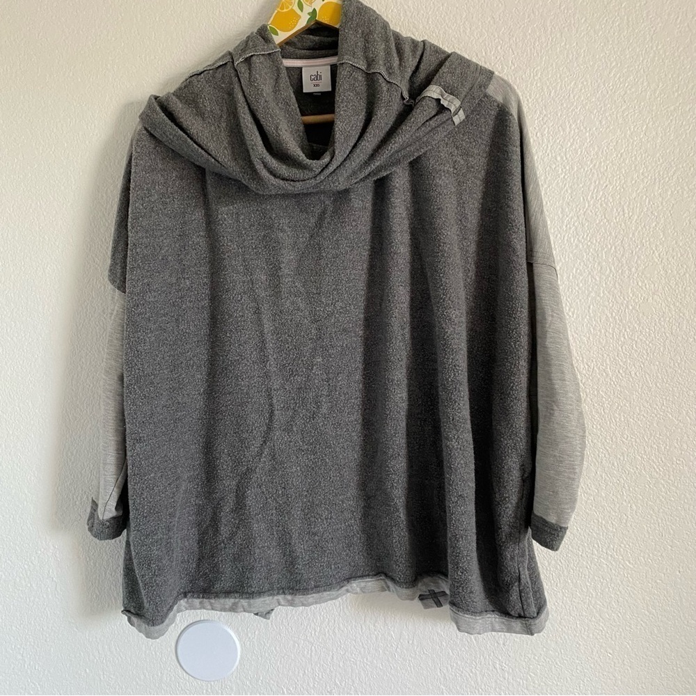 CAbi Women's Gray Oversized Cowl Neck Pullover Sweater Size XXS
